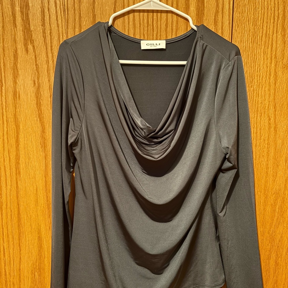 Gilli Green Draped Neck Blouse